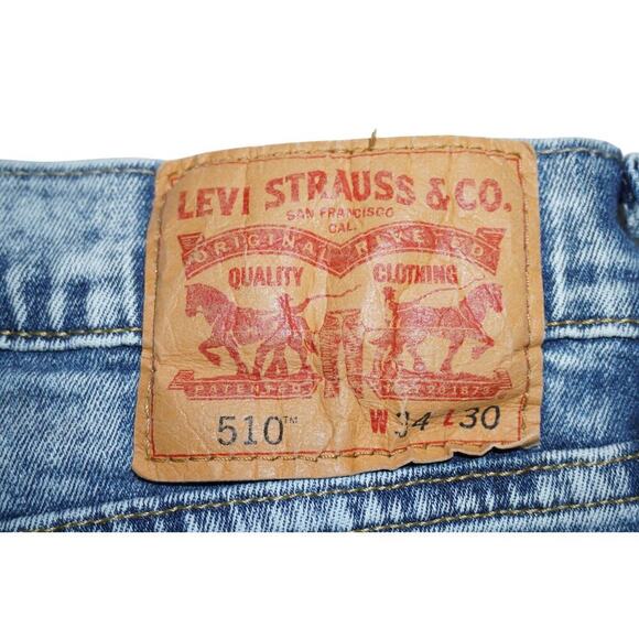 Levi’s 510 Skinny Fit Men’s Jeans – Light Wash Distressed Knees – W34 L30 - Picture 7 of 7